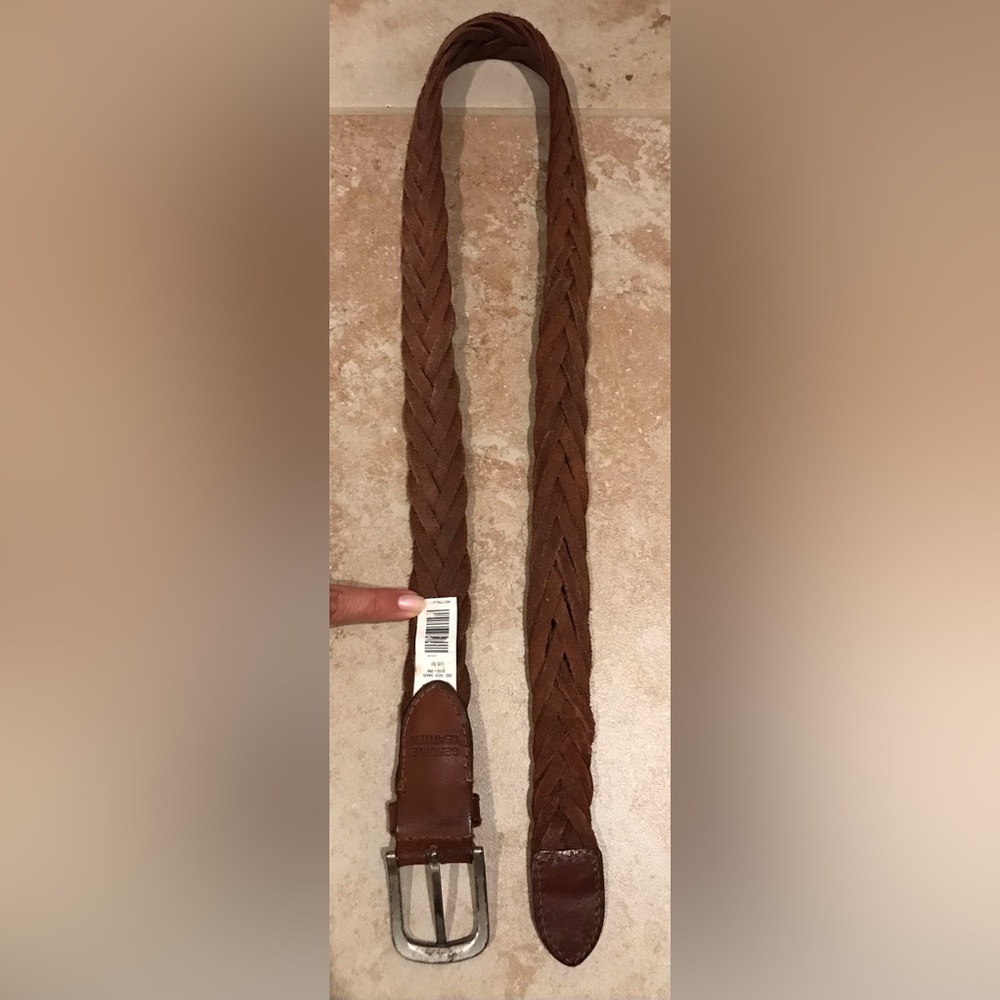 American Eagle Leather Belts: Brown Braided Belt (30) & Silver Skinny Belt (S) - Picture 7 of 13